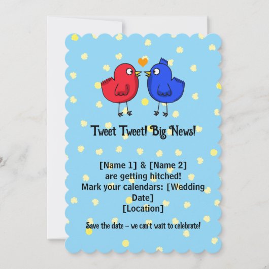 かわいい結婚愛鳥がデートを救う招待状 セーブザデート (正面)