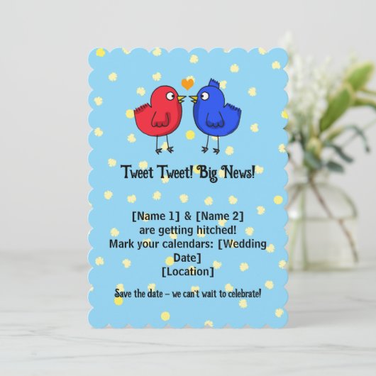 かわいい結婚愛鳥がデートを救う招待状 セーブザデート (スタンド正面)