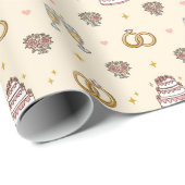 かわいい結婚指輪とシャンパンのラッピングペーパー ラッピングペーパー (ロールコーナー)