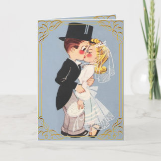 かわいい結婚漫画のカップルの招待と出欠 招待状