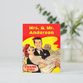 かわいい結婚漫画のカップル感謝していようはがき 招待状 (スタンド正面)