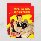 かわいい結婚漫画のカップル感謝していようはがき 招待状 (正面/裏面)