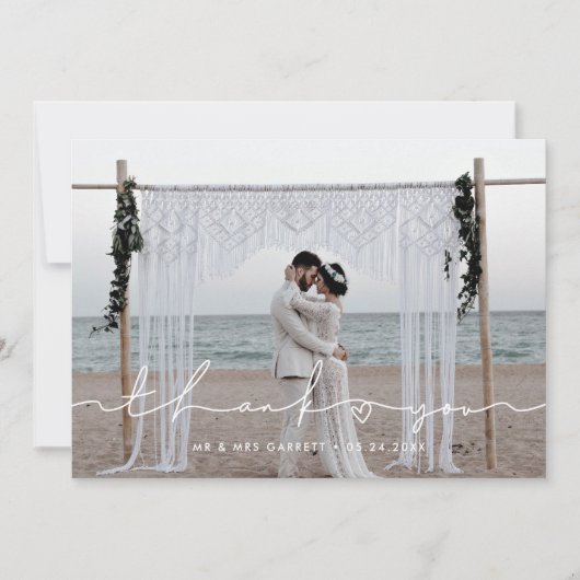 かわいい結婚脚本の写真サンキューカード 案内状 (正面)