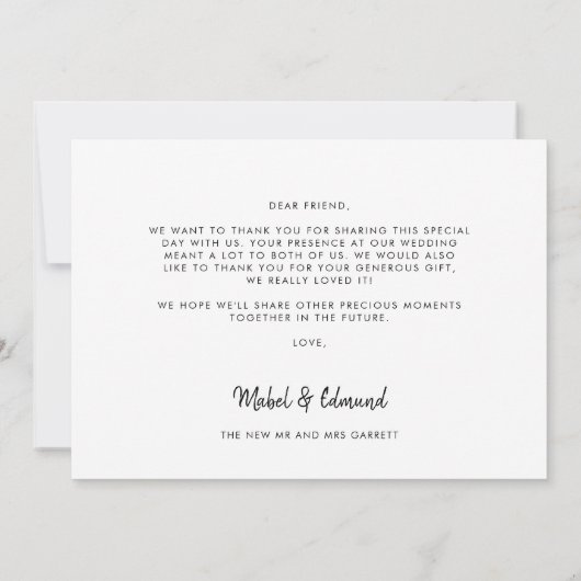 かわいい結婚脚本の写真サンキューカード 案内状 (裏面)