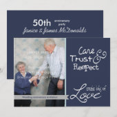 かわいい結婚記念日の写真 愛 信頼 招待状 (正面/裏面)