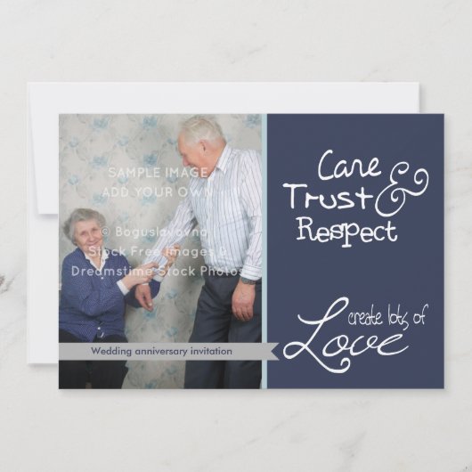 かわいい結婚記念日写真 愛 信頼 招待状 (正面)