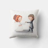 かわいい結婚記念日 花嫁 新郎 クッション (裏面)