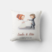かわいい結婚記念日 花嫁 新郎 クッション (正面)