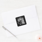 かわいい結婚12周年 カップル 結婚12年目 スクエアシール (封筒)