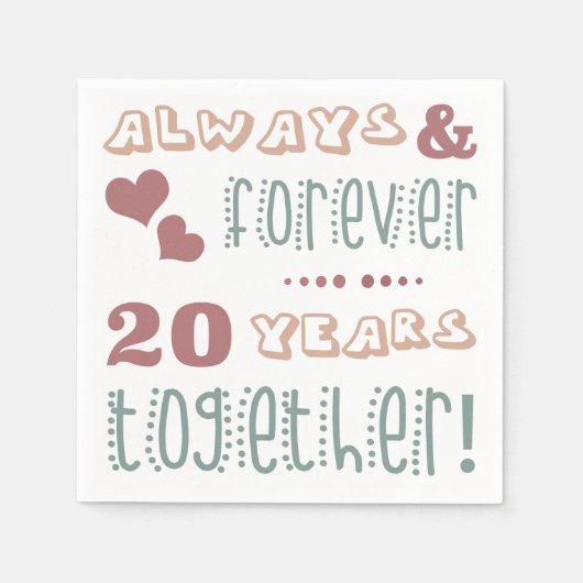 かわいい結婚20周年 スタンダードカクテルナプキン (正面)