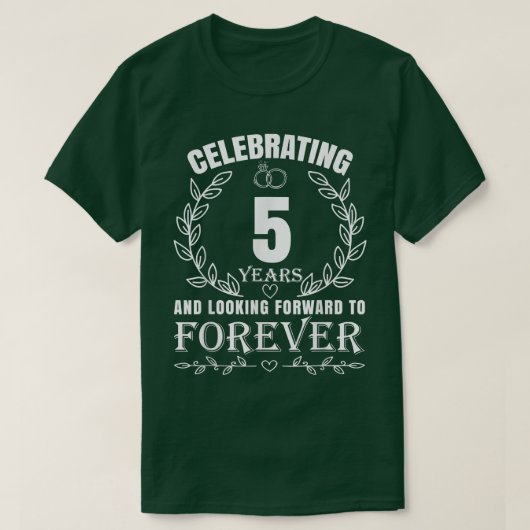 かわいい結婚5周年記念結婚した5 Tシャツ (デザイン正面)
