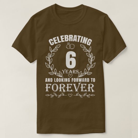 かわいい結婚6周年記念結婚した6 Tシャツ (デザイン正面)