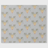 かわいい絡みトナカイレトロクリスマスストリングライト ラッピングペーパー (フラット)