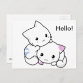 かわいい絵の少年と少女の子猫が愛に満ちて ポストカード (正面/裏面)