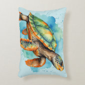 かわいい絵を描ウミガメ アクセントクッション (正面(垂直))