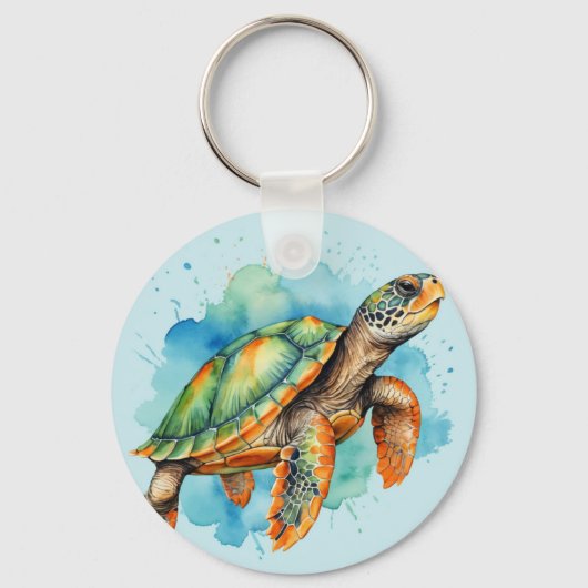 かわいい絵を描ウミガメ キーホルダー (正面)
