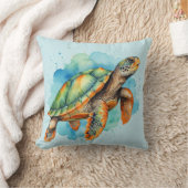 かわいい絵を描ウミガメ クッション (ブランケット)