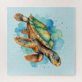 かわいい絵を描ウミガメ ジグソーパズル (横)