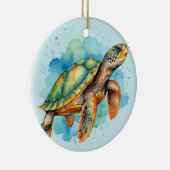 かわいい絵を描ウミガメ セラミックオーナメント (右)
