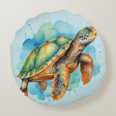 かわいい絵を描ウミガメ ラウンドクッション (裏面)