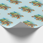 かわいい絵を描ウミガメ ラッピングペーパー (角)