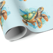 かわいい絵を描ウミガメ ラッピングペーパー (ロールコーナー)