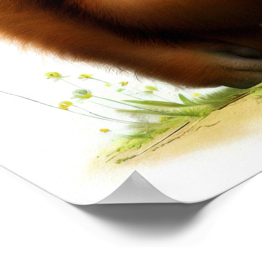 かわいい絵を描オランウータンのデジタル ポスター (角)