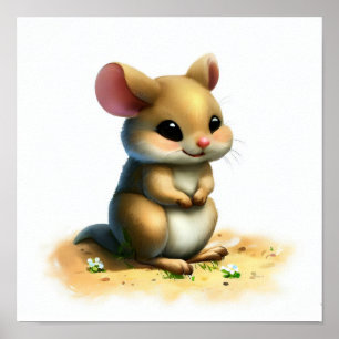 かわいい絵を描カンガルー・ラットのデジタル ポスター