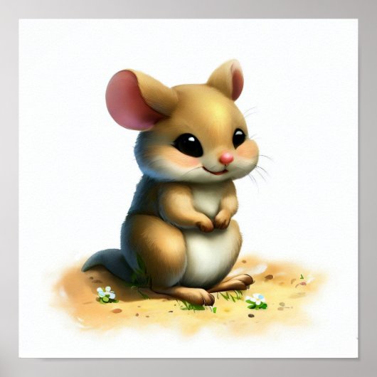かわいい絵を描カンガルー・ラットのデジタル ポスター (正面)