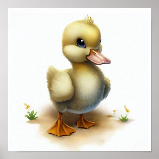 かわいい絵を描ガチョウの3D水色 ポスター (正面)