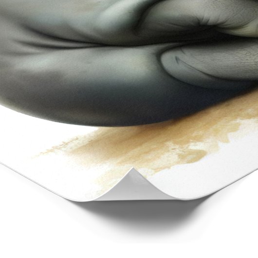 かわいい絵を描サイのデジタル ポスター (角)