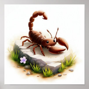 かわいい絵を描サソリのデジタル ポスター