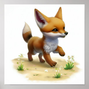 かわいい絵を描ジャッカルのデジタル ポスター