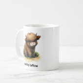 かわいい絵を描ハイランダー牛のデジタル コーヒーマグカップ (正面左)