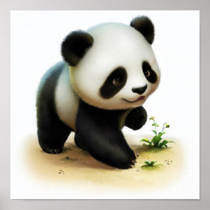 かわいい絵を描パンダのデジタル 過去記事 ポスター