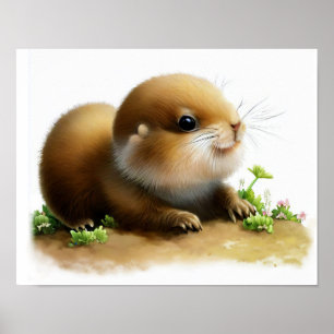 かわいい絵を描プレーリー犬のデジタル ポスター
