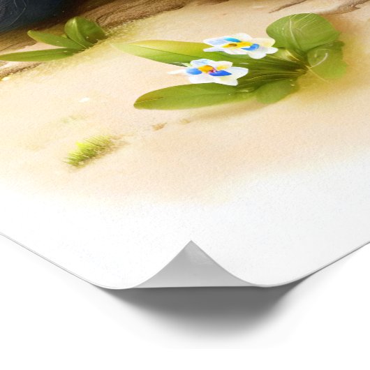 かわいい絵を描ベルベットの猿のデジタル ポスター (角)