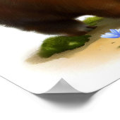 かわいい絵を描マスクの牛のデジタル ポスター (角)