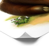 かわいい絵を描マスクの牛のデジタル ポスター (角)