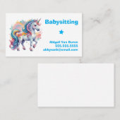 かわいい絵を描ユニコーンベビーシッターNANNYデイケア 名刺 (正面/裏面)