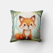 かわいい絵を描小さなキツネの水色 クッション (裏面)