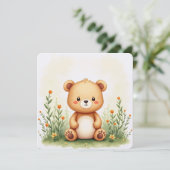 かわいい絵を描小さなクマの水色のカード (スタンド正面)