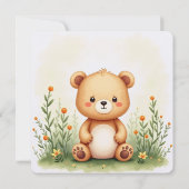 かわいい絵を描小さなクマの水色のカード (裏面)