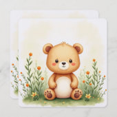 かわいい絵を描小さなクマの水色のカード (正面/裏面)