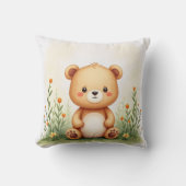 かわいい絵を描小さなクマの水色 クッション (正面)