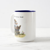 かわいい絵を描格言の水色 ツートーンマグカップ (正面左)