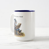 かわいい絵を描格言の水色 ツートーンマグカップ (正面左)