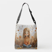 かわいい絵を描水色のクジラ クロスボディバッグ (裏面)