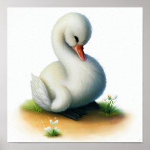 かわいい絵を描白鳥のデジタル 過去記事 ポスター