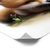 かわいい絵を描若いキツネの3D水彩画 ポスター (角)